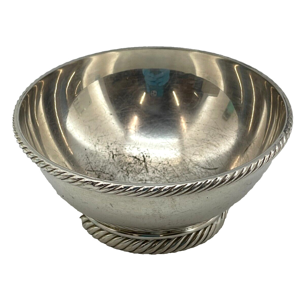 Vintage Napier Silver Plate Serving Dish Bowl Decorative Handmade Embossed Rim